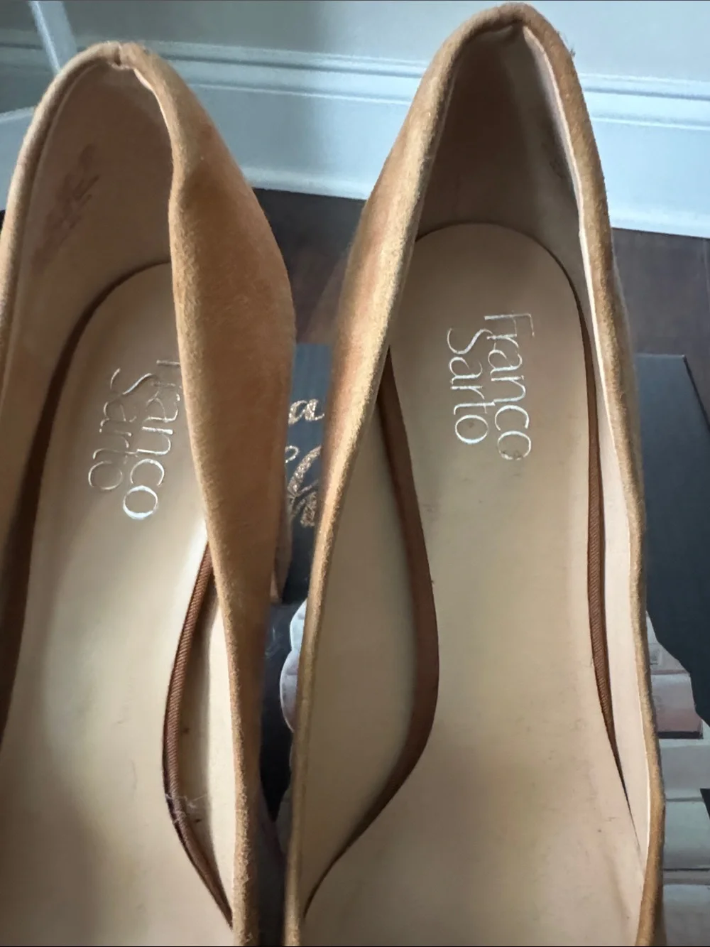 Franco Sarto Tan Suede Pointed-Toe Pumps